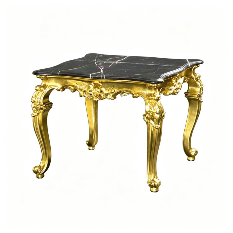 French Classical Black-Marble Gilded Decorative Side Table