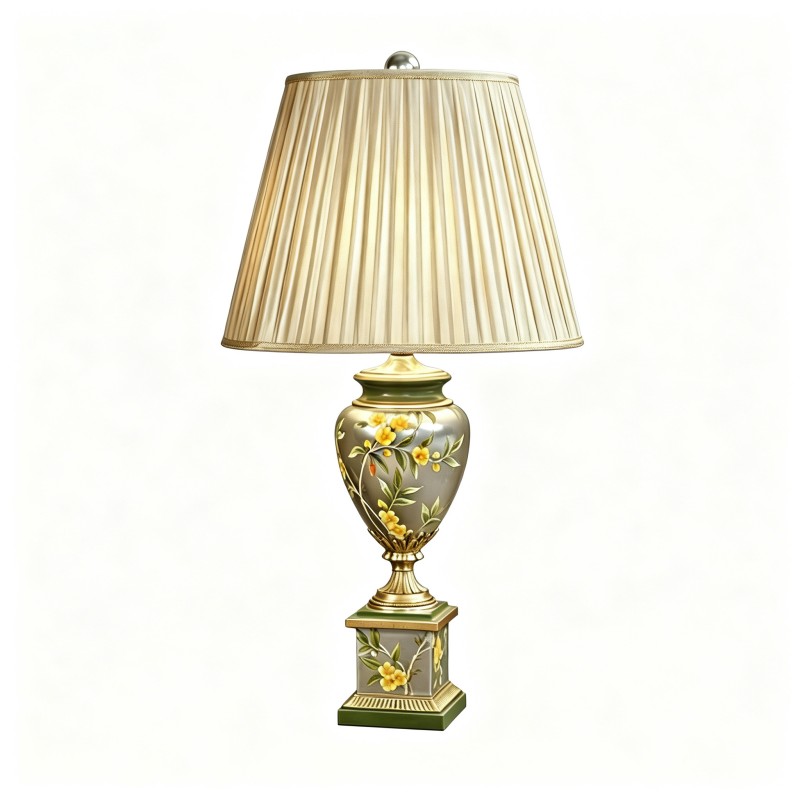 Vintage French-Style Hand-Painted Ceramic-Vase Table Lamp