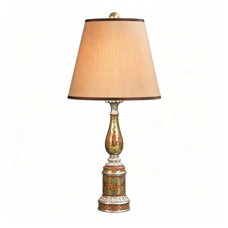 Classic Gold-Base Bird-and-Flower Table Lamp