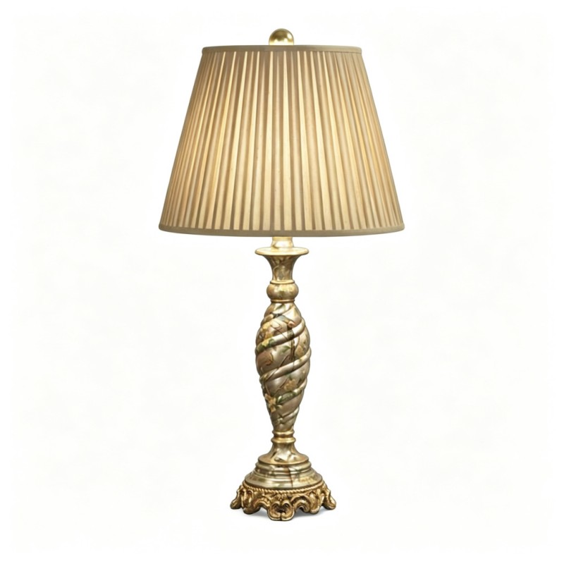 Vintage French-Style Spiral-Pattern Hand-Painted Table Lamp