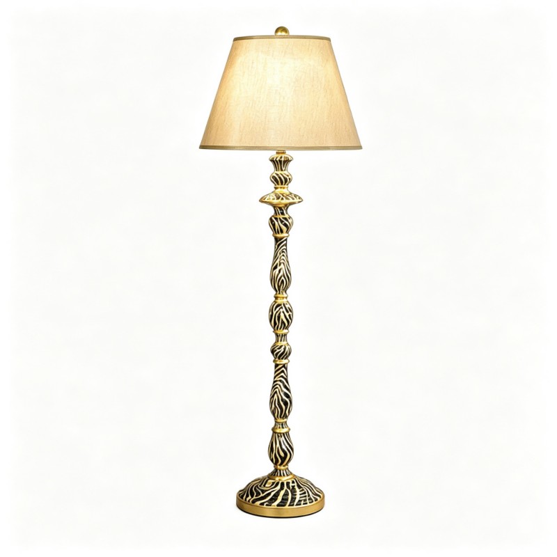 Vintage Zebra-Stripe Gold-Decorated Floor Lamp