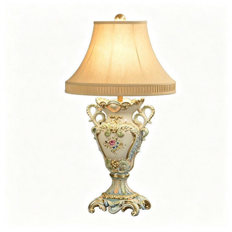 Vintage French-Style Gilded Double-Ear Vase Table Lamp