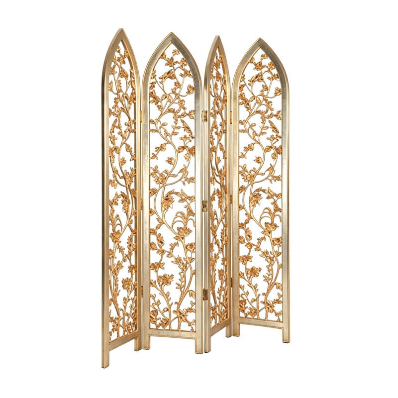 Gothic Gold Openwork Carved Four-Fold Screen