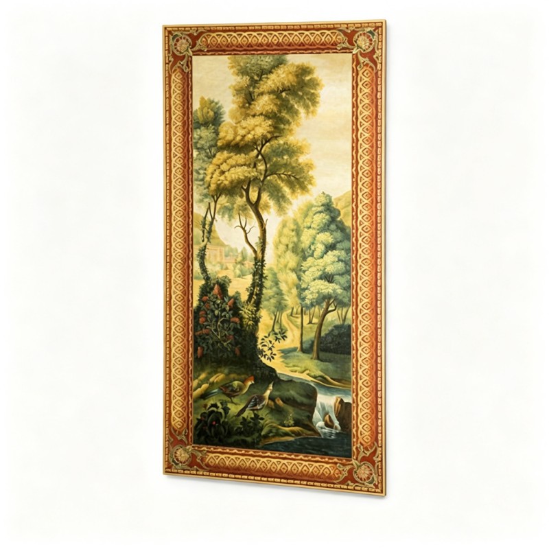 Red-Gold-Framed Pastoral Bird Landscape Decorative Painting