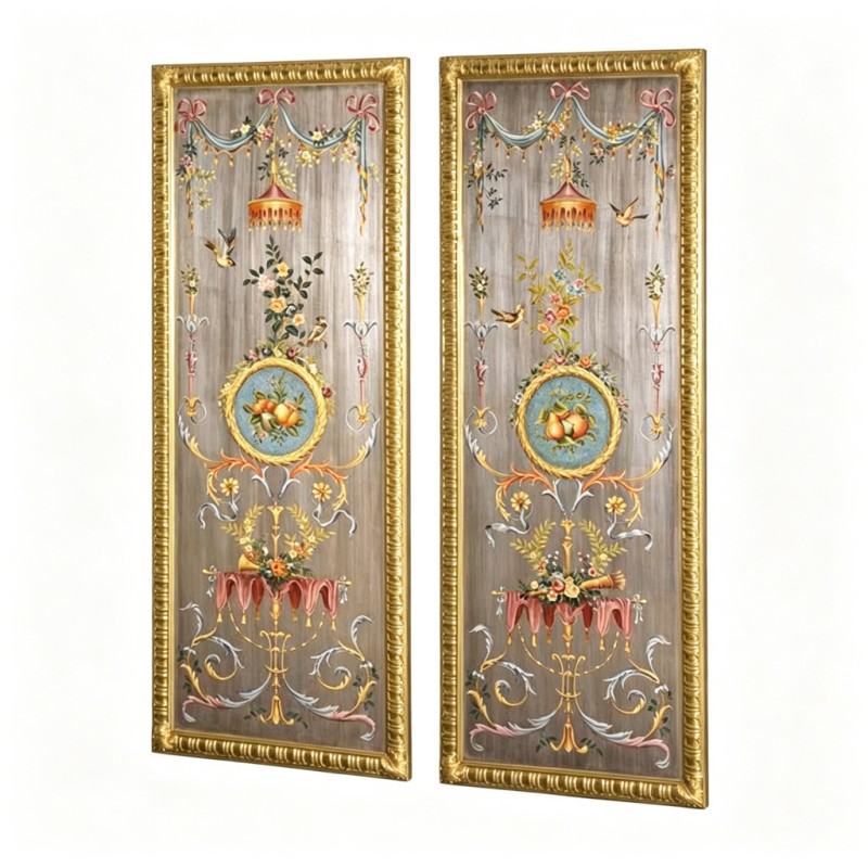 Pair of French Bowknot Fruit-and-Flower Decorative Wall Hangings