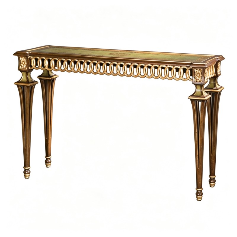 Classic French-Style Carved Column Console Table