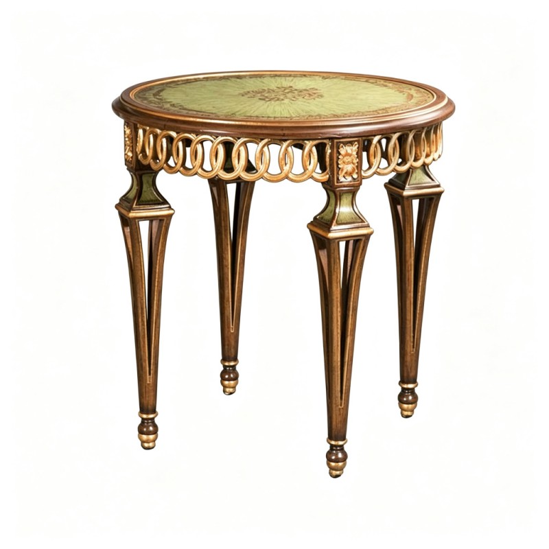 Classic French-Style Openwork Carved Round Side Table