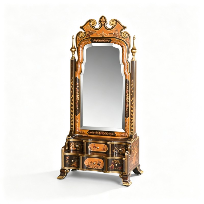 Classic French-Style Standing Vanity Mirror Cabinet