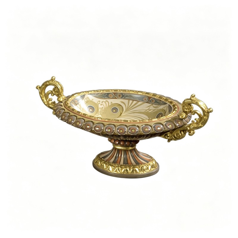 European Gilded Two-Handle Pedestal Fruit Bowl