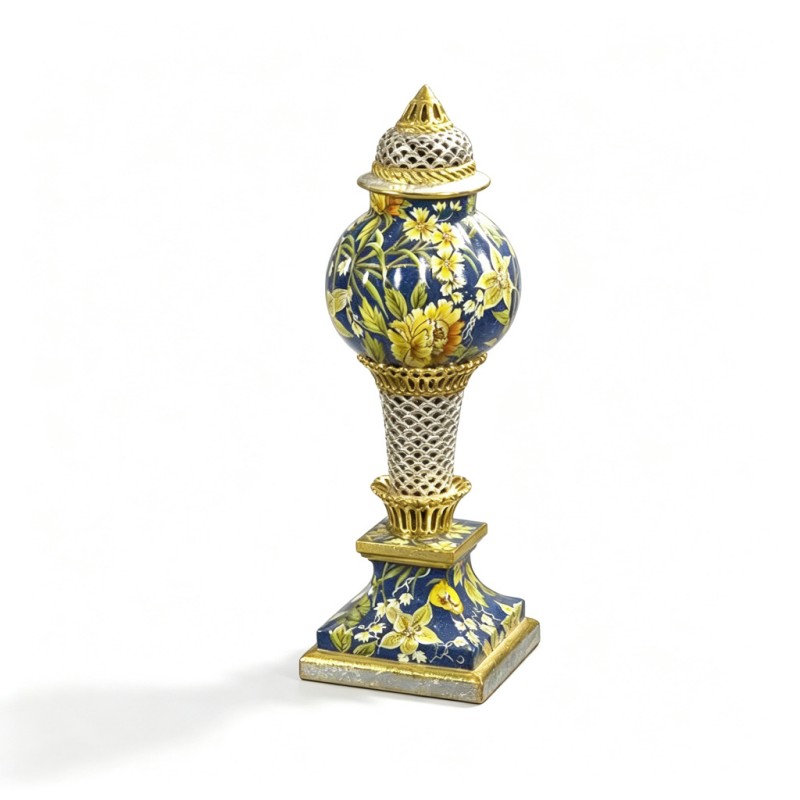 Deep-Blue Floral Aromatherapy Bottle