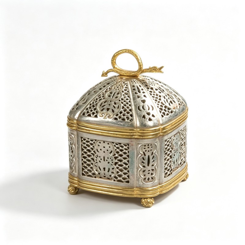Silver Gilded Openwork Incense Box