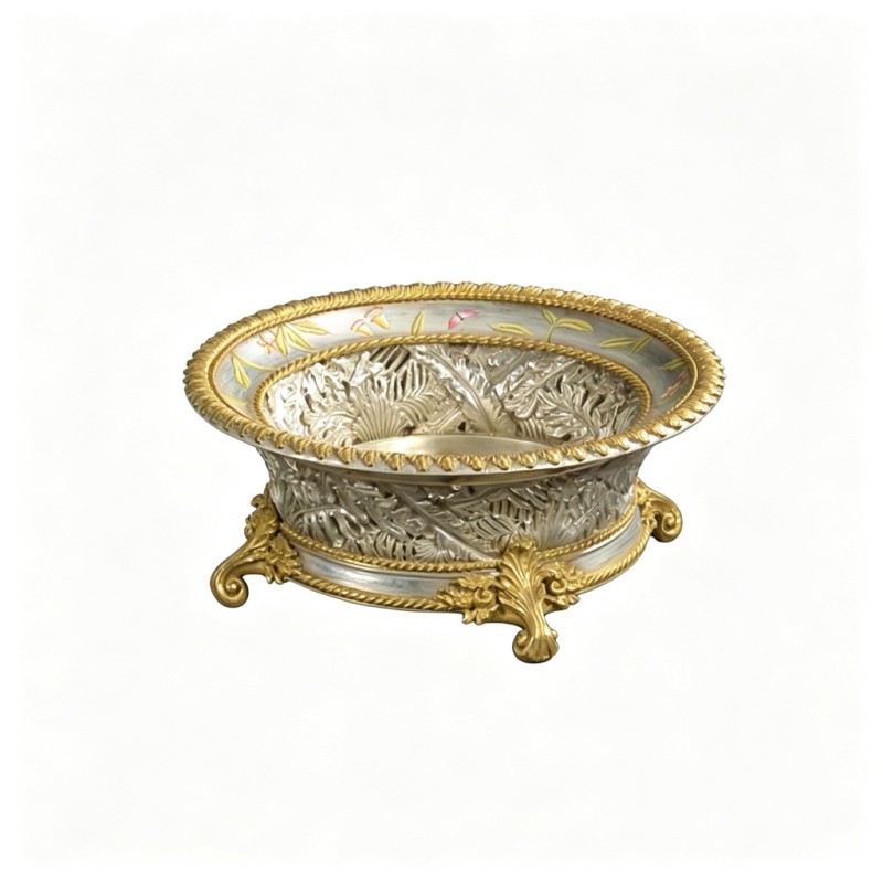 Silver Openwork-Carved Metal Bowl