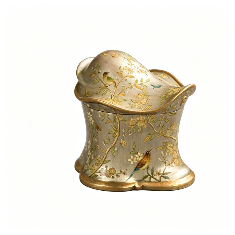 Silver-Grey Gold-Edged Wavy Storage Box