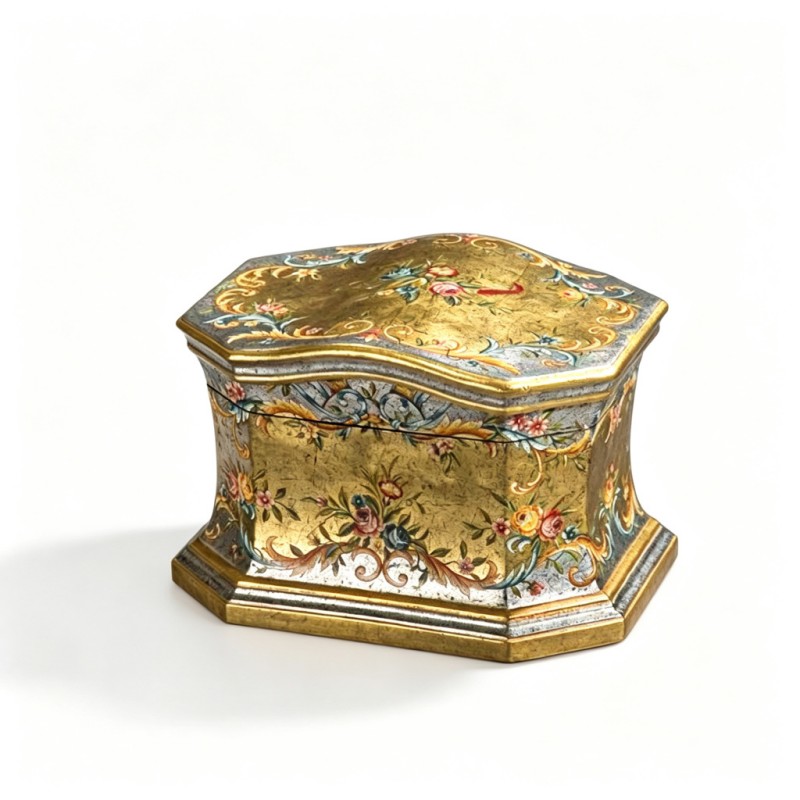 Gold-Base Floral Octagonal Waist Storage Box