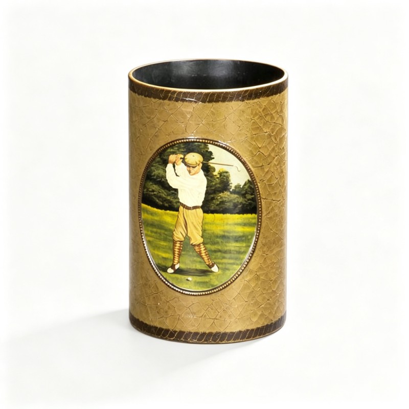 Brown-Yellow Crackle Cylindrical Pen Holder