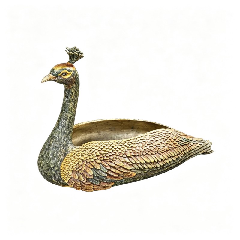 Antique-Distressed Peacock Hollow Decorative-Box Ornament