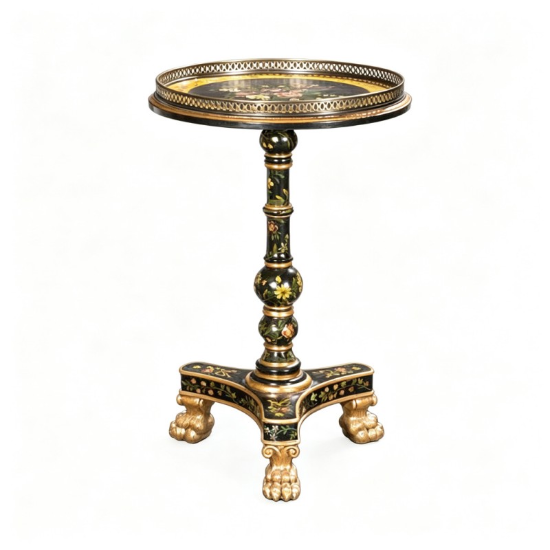 Gilt Classic French-Style Floral Tray Side Table