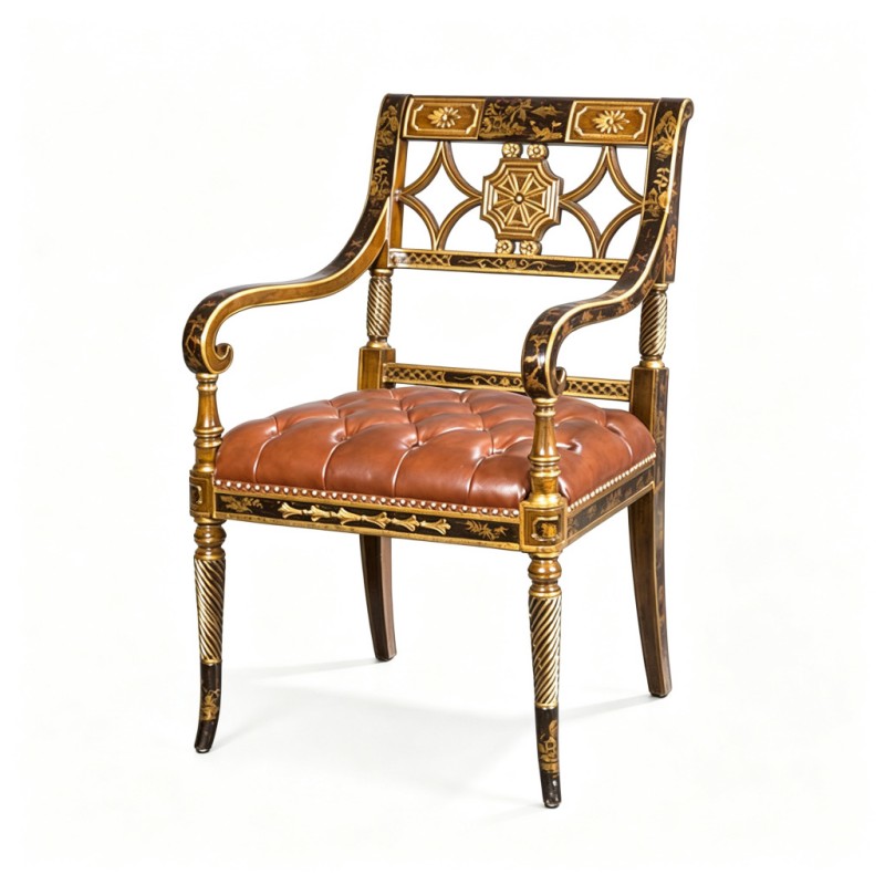 Classic French-Style Openwork Carved Armchair