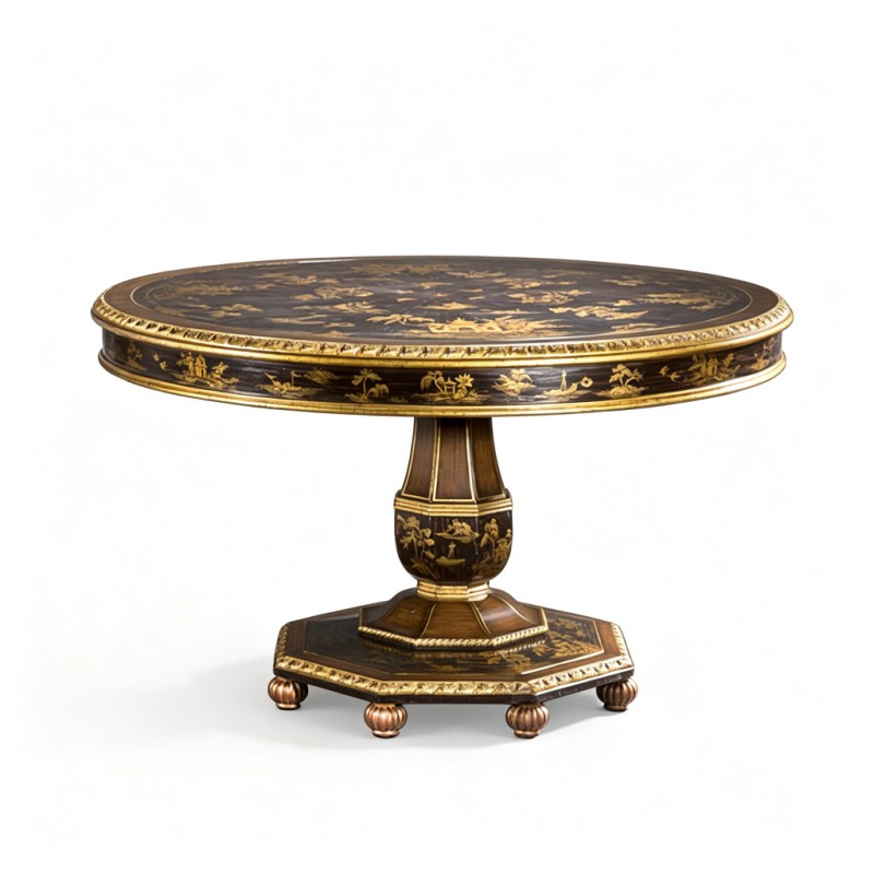 Classic French-Style Chinese Gilt Pedestal Round Table