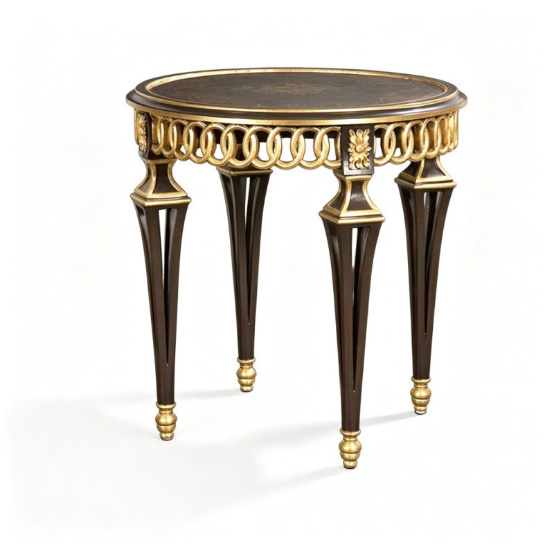 Classic French-Style Chain Carved Round Side Table
