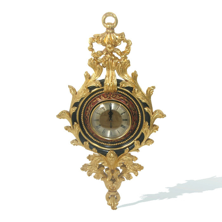 French Vintage Gold-Carved Roman-Numeral Wall Clock