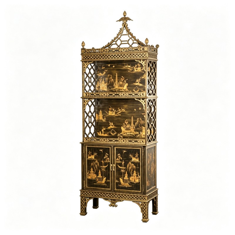 Chinese Gilt Landscape Display Cabinet