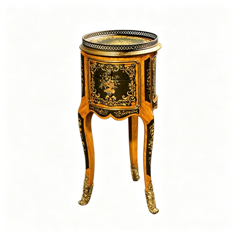 Gilt Classic French-Style Pedestal Carved Side Table