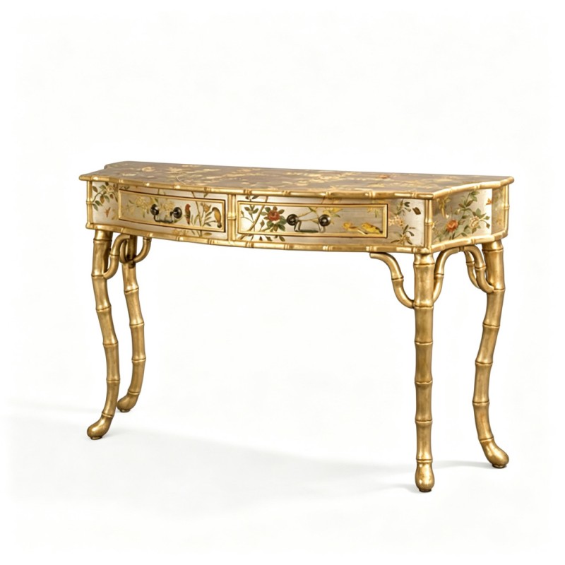 Chinese-Style Bird-Flower Hand-Painted Console Table