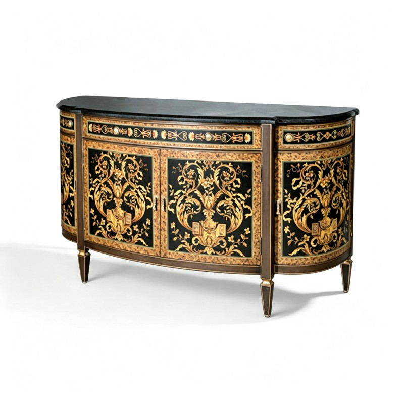 Gilt Classic French-Style Curved Decorative Cabinet