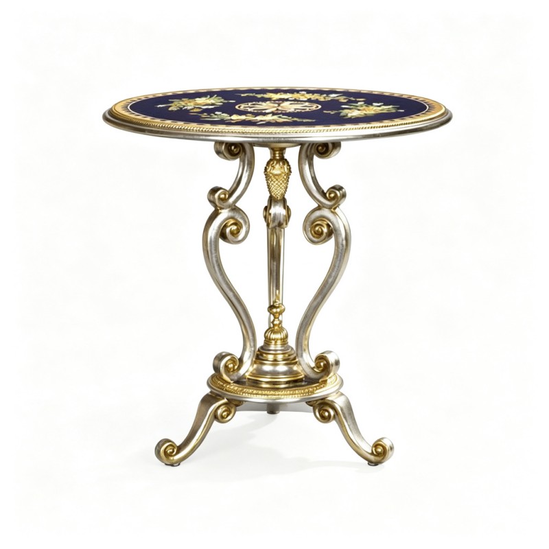 Classic French-Style Gilt Floral Metal Side Table