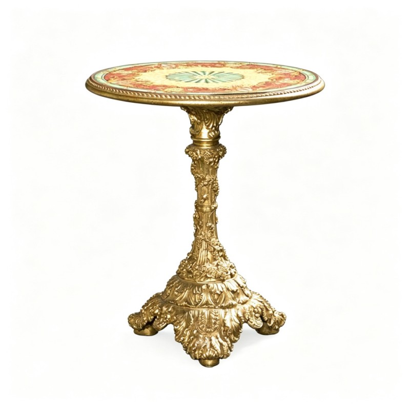 French Classical Gilded Carved Small Round Table