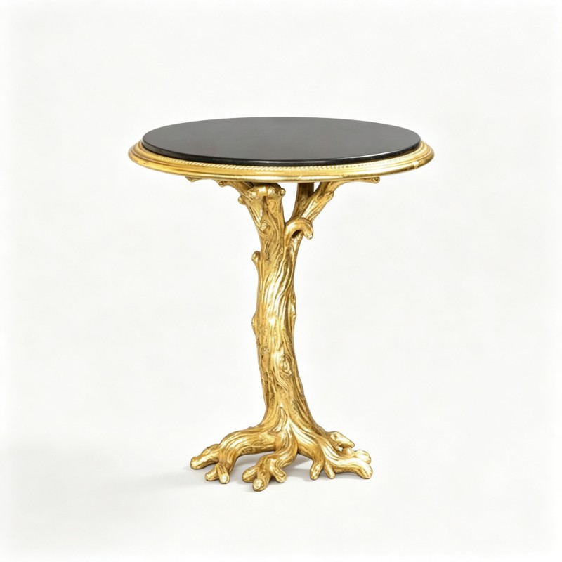 French Vintage Root-Styled Gilded Side Table