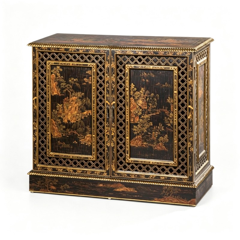Chinese Gilt Openwork Lattice Two-Door Cabinet