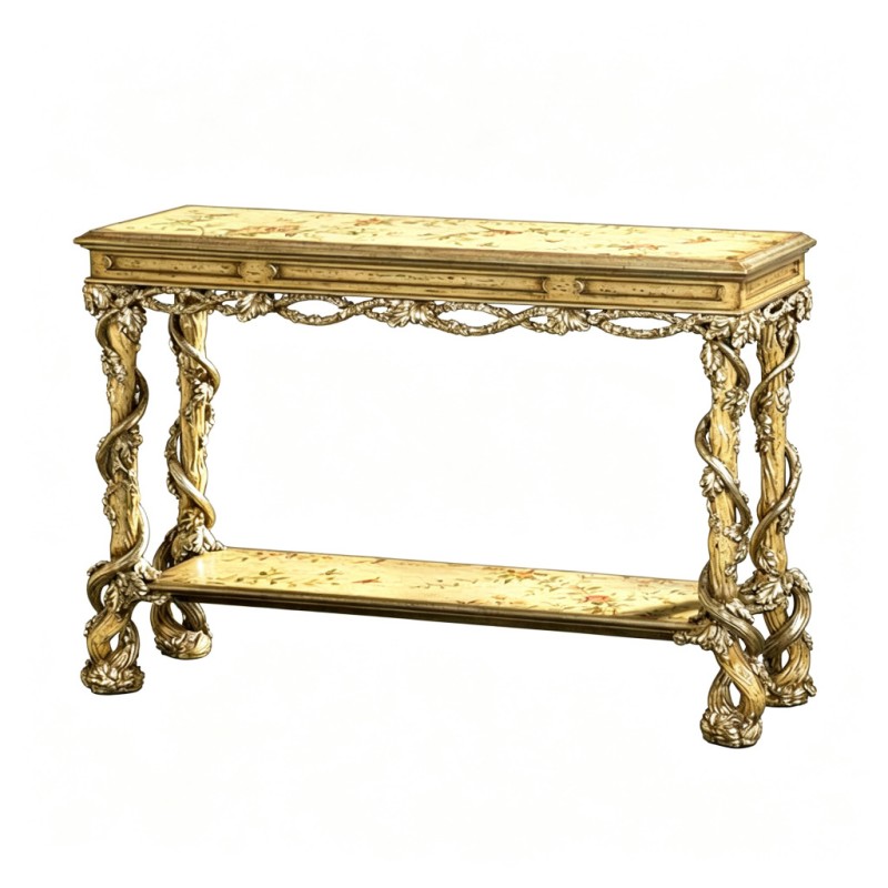 French Classical Gilded Vine-Carved Console Table