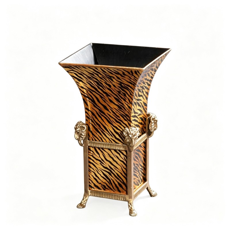 Tiger-Stripe Warm-Yellow Square Vase