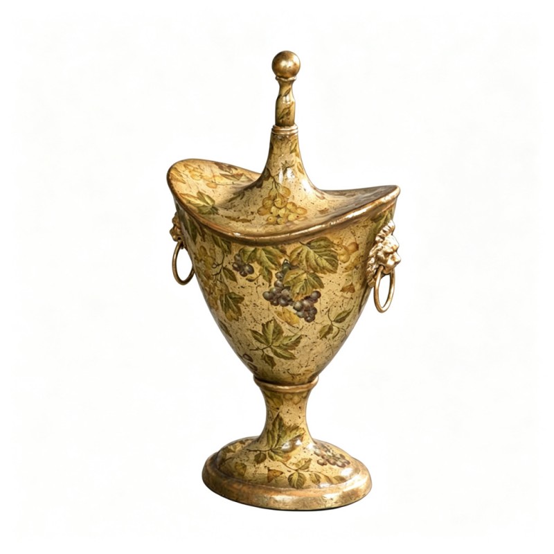 Distressed Beige Grape-Pattern Ceramic Decorative Box