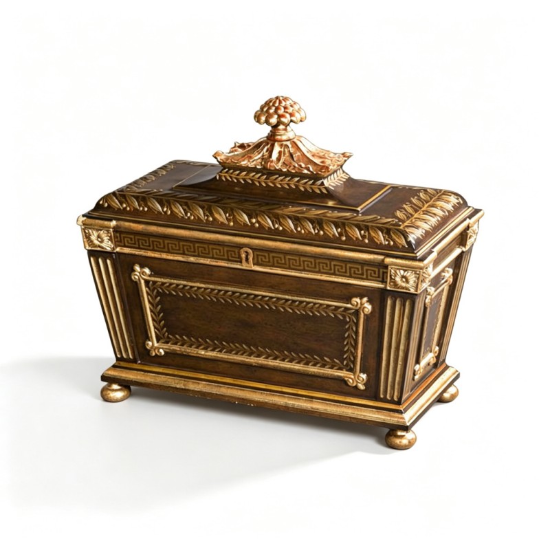 Dark-Brown Gold-Carved Classical Storage Chest