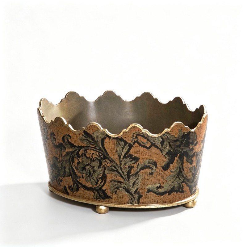 Brown Scrollwork Wavy-Scalloped Decorative Box