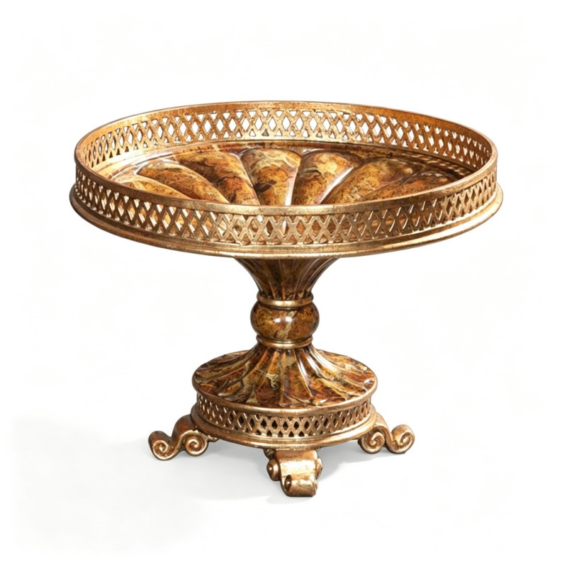 Openwork-Diamond-Railing Marble Pedestal Tray
