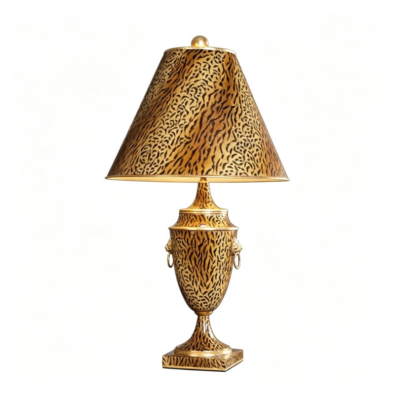Vintage Tiger-Stripe Beast-Head-Ring Table Lamp