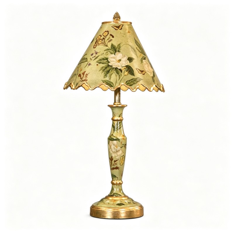 French-Style Country Light-Green Floral-Butterfly Table Lamp