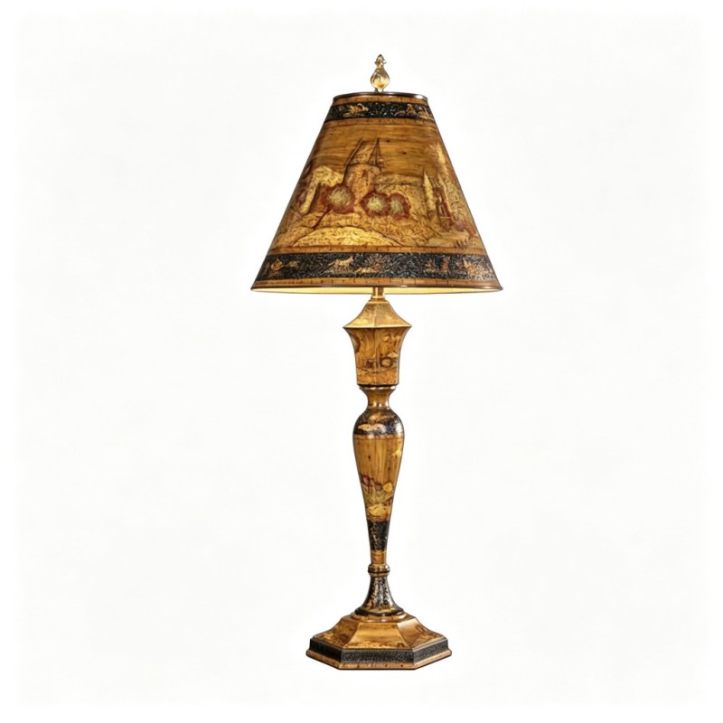 Vintage French-Style Landscape Hand-Painted Table Lamp