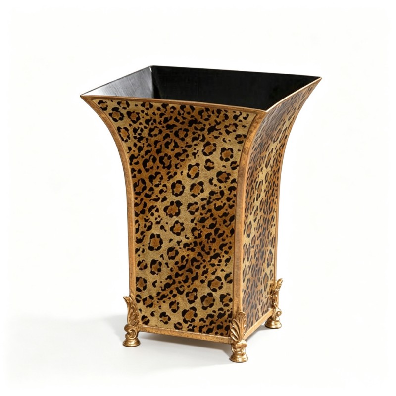 Leopard-Print Square Flared Vase