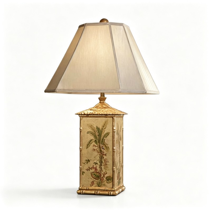 Chinese-Style Bamboo-Styled Floral-Pattern Table Lamp