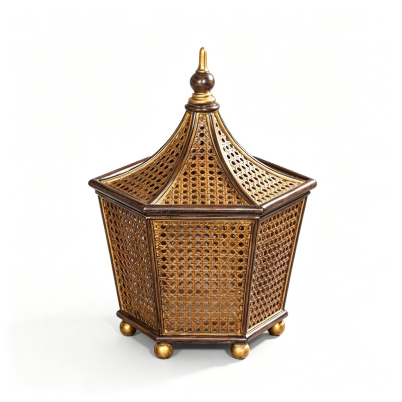 Rattan Hexagonal Pavilion-Shaped Storage Ornament
