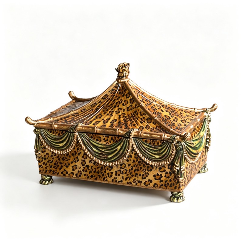 Leopard-Print Tent-Shaped Storage Box