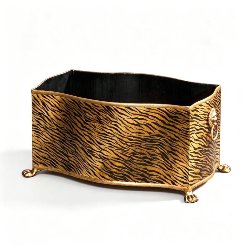 Black-Yellow Tiger-Stripe Flared Metal-Bowl Ornament