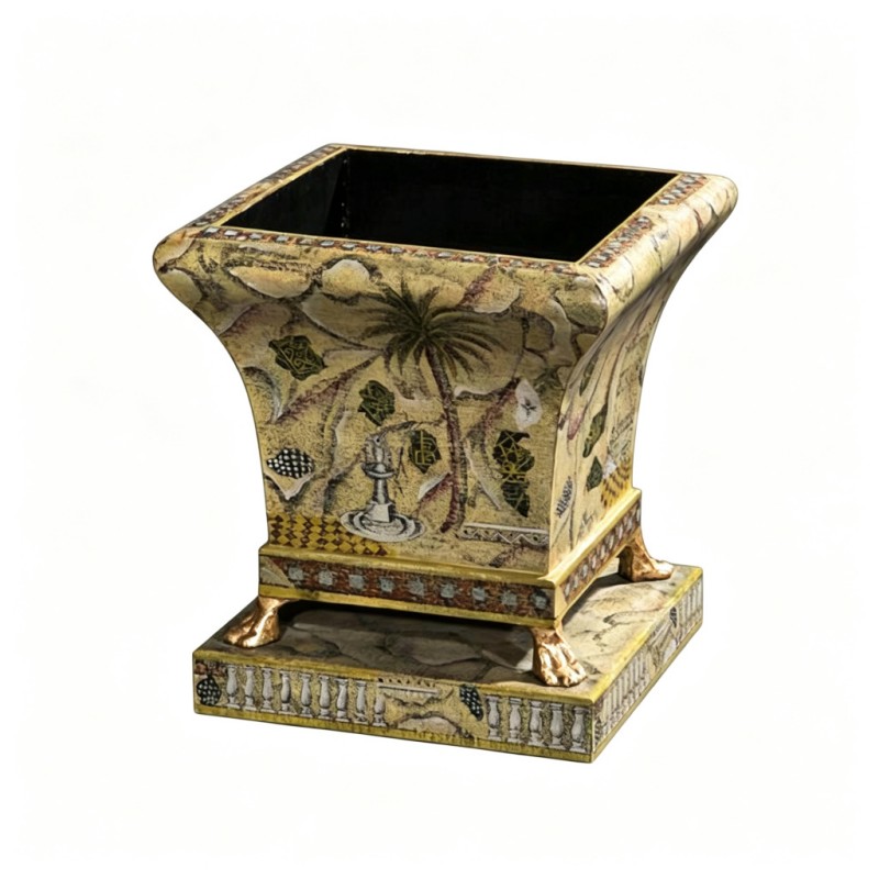 Beige Exotic-Palm-Fountain Square Vase