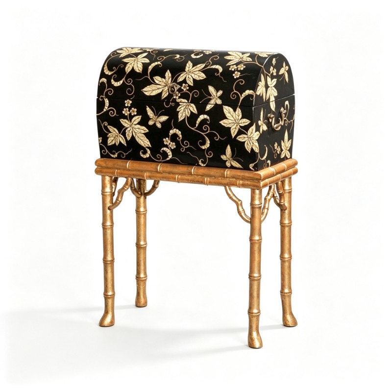 Chinese Gilt Flower-and-Leaf Arched-Top Storage Box
