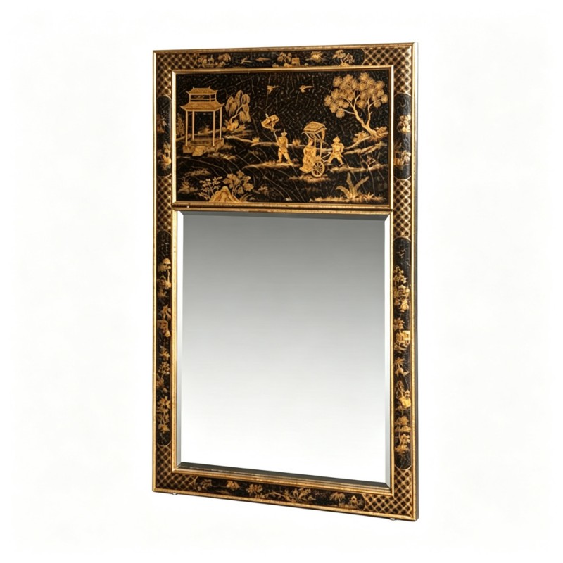 Chinese Gilt Landscape-and-Figure Wall Mirror